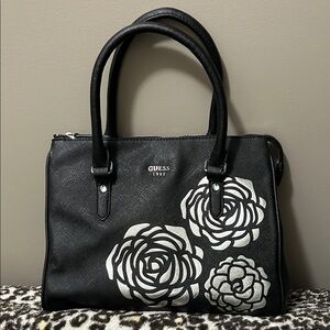 GUESS Black Bag with Silver Floral Design